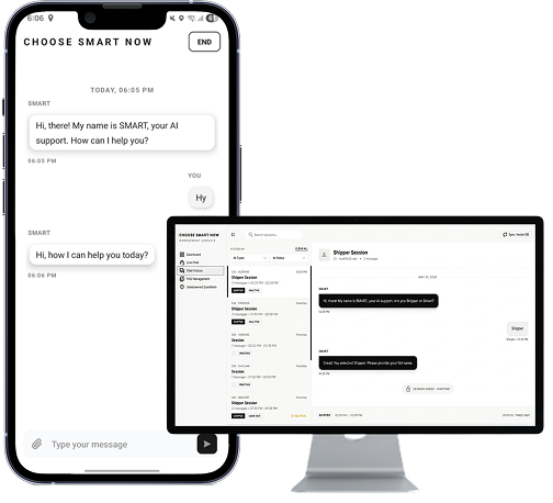 Choose Smart Now chatbot on mobile